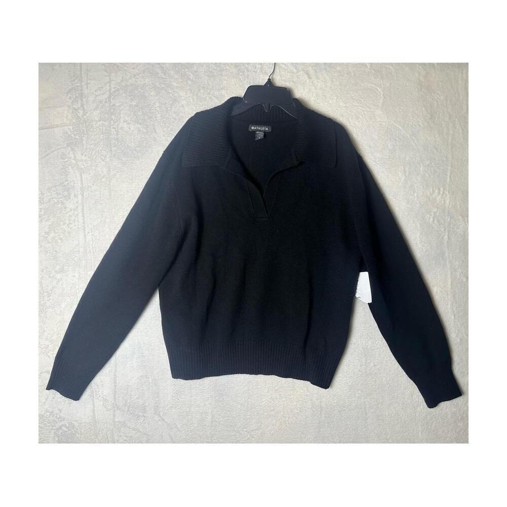 NWT Athleta Alpine Collar Sweater‎ Black Size Large Wool/Cashmere Blend
